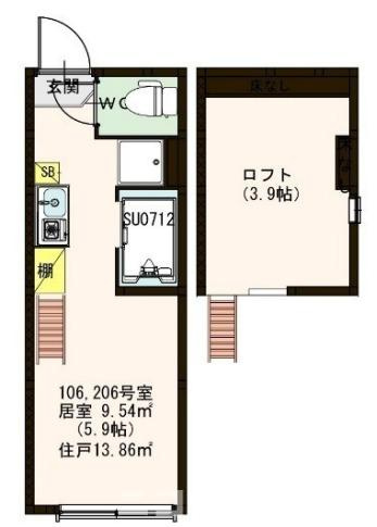 杉並区和田１丁目のアパートの間取り