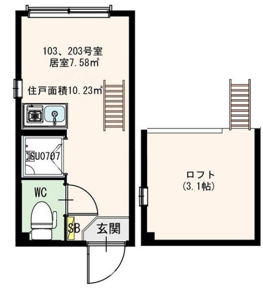 新宿区北新宿４丁目のアパートの間取り
