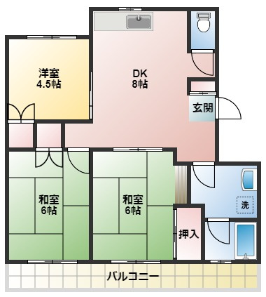 船橋市前原西６丁目の賃貸マンションの間取り