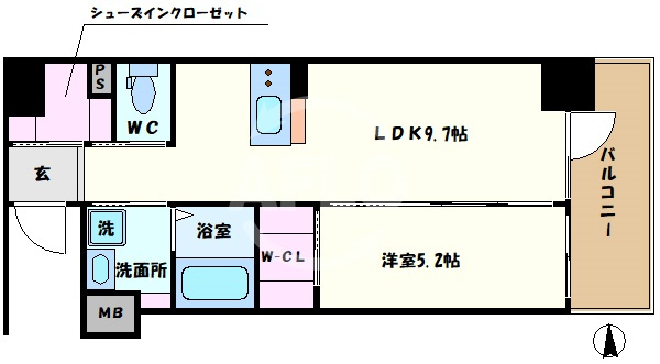 ファーストフィオーレ梅田イーストの間取り|ファーストフィオーレ梅田イースト　開放感のある間取り
