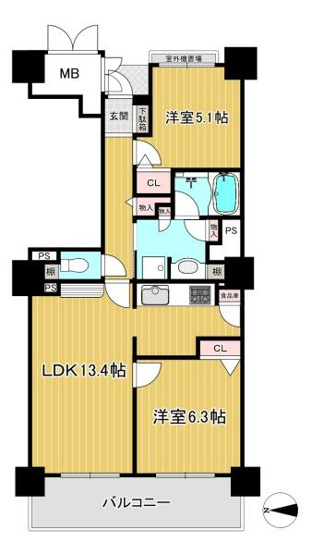 【間取り】 | ローレルスクエア高槻A棟