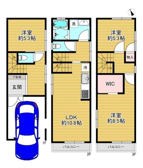 【間取り】 | 守口市大久保町5丁目　新築戸建