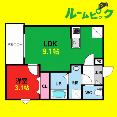 ジーメゾン名古屋中島新町　名古屋市賃貸　仲介手数料無料の間取り