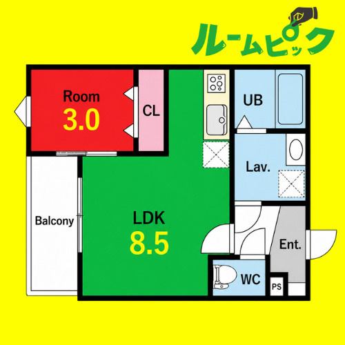 ジーメゾン名古屋中島新町　名古屋市賃貸　仲介手数料無料の間取り