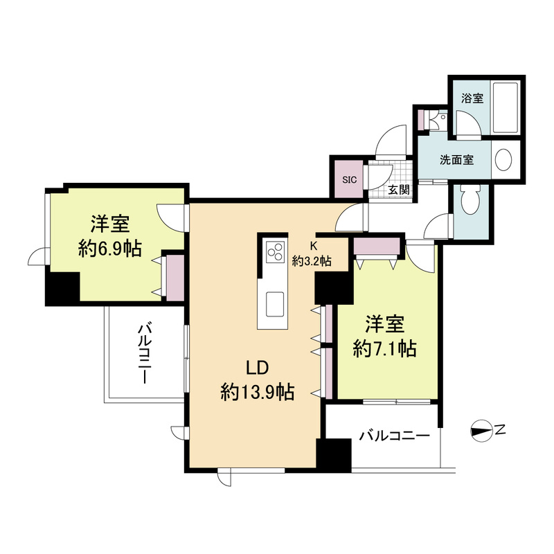 クロスレジデンス大阪新町の間取り