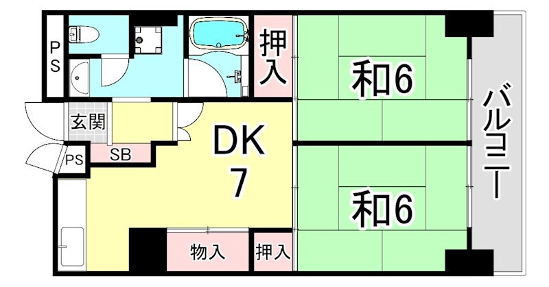 UR武庫川 12号棟の間取り