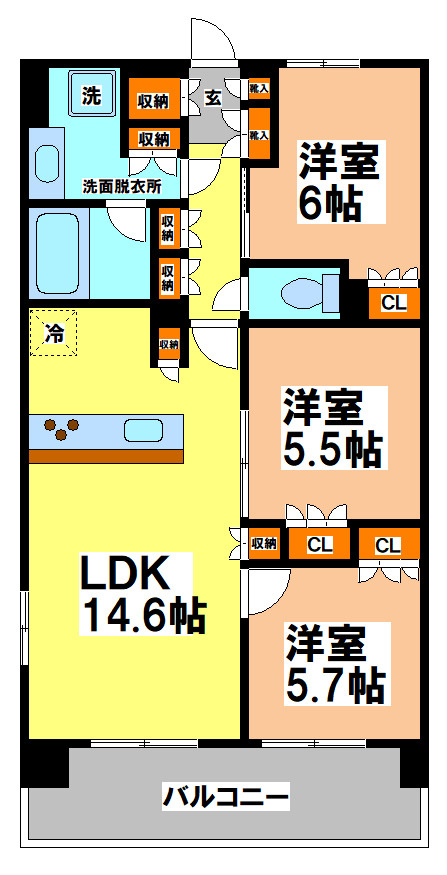 小金井市東町４丁目の賃貸マンションの間取り