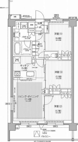 小金井市東町４丁目の賃貸マンションの間取り