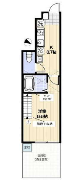 武蔵野市境４丁目のアパートの間取り