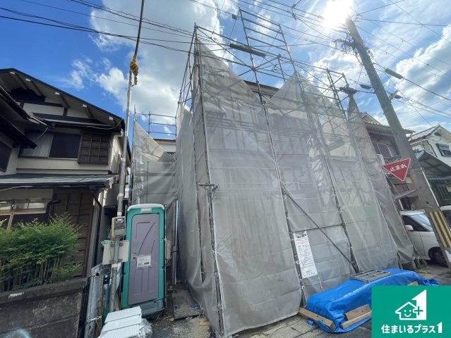 八幡市川口東扇　新築一戸建ての外観|現在の進捗状況です！順調に作業進行中、完成が待ち遠しいです！詳細の間取り等、お気軽にお問い合わせください！
