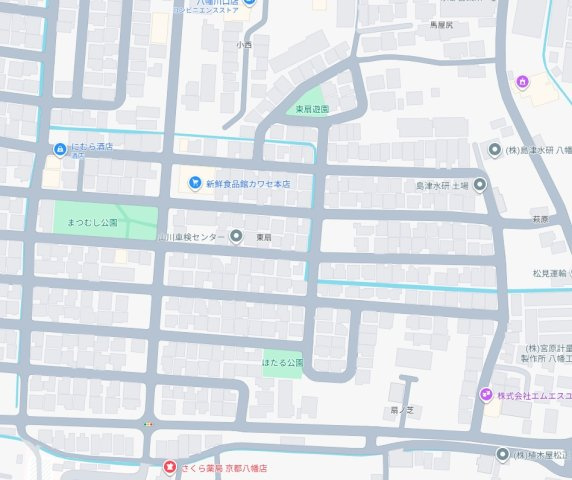 八幡市川口東扇　新築一戸建ての地図