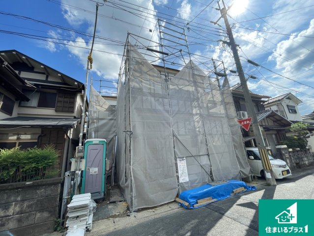 八幡市川口東扇　新築一戸建ての外観|現在の進捗状況です！順調に作業進行中、完成が待ち遠しいです！詳細の間取り等、お気軽にお問い合わせください！
