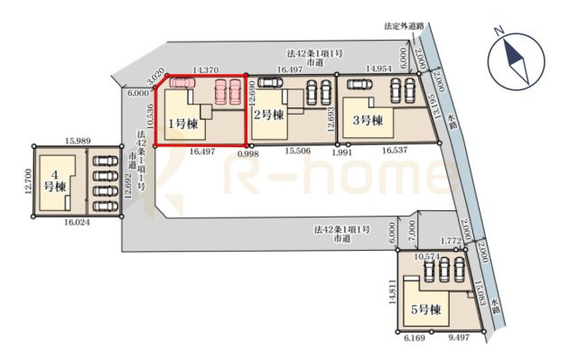 ひたちなか市足崎21期　新築戸建て　1号棟の区画図|大きなお買い物だからこそ、メリット・デメリットを伝えさせて頂きます。
R-homeにお任せください♪