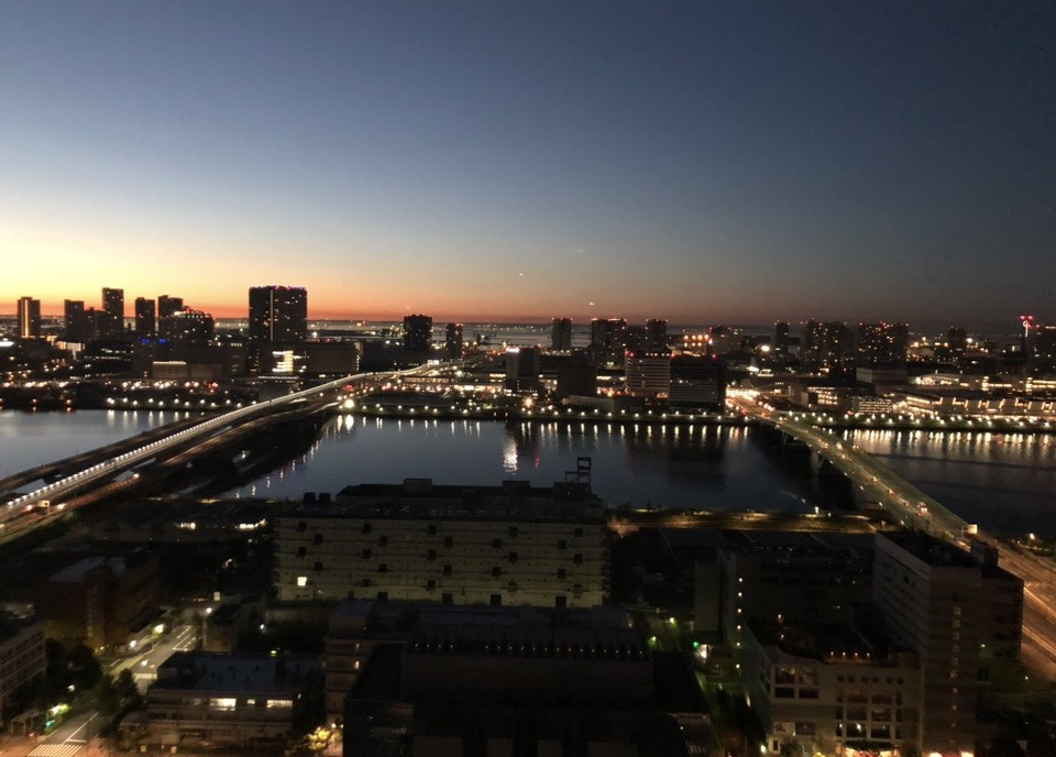 眼下に晴海運河が広がり、遠く東京ゲートブリッジまで見渡せる爽快なロケーション。水辺の潤いと澄み渡る空を感じる、開放感あふれる絶景が広がります。