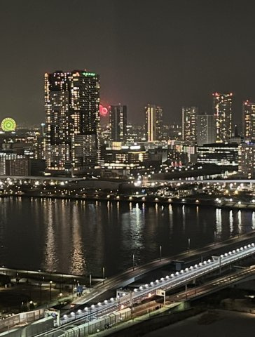 夜景が美しく広がり、遠くには葛西臨海公園の観覧車や浦安のテーマパークの花火も望めます。開放感あふれる夜景を満喫できる魅力的な住空間です。