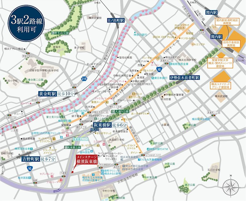 メインステージ横濱阪東橋の地図