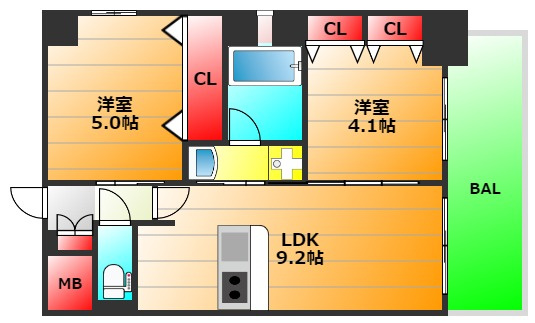 エステムコート阿波座プレミアムの間取り|現状有姿