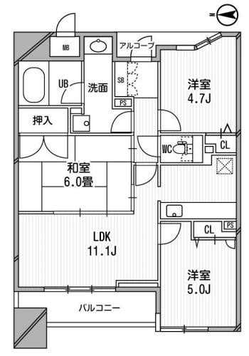 アーデンタワー新町の間取り
