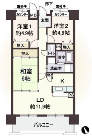 アメニティ江戸堀の間取り