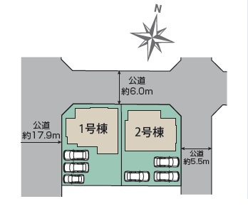 【ブルーミングガーデン】壬生町幸町3丁目 全2邸の区画図|〇おもちゃのまち駅徒歩4分〇