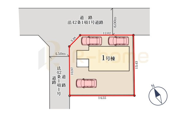 小美玉市羽刈2期　新築戸建て　1号棟の区画図|大きなお買い物だからこそ、メリット・デメリットを伝えさせて頂きます。
R-homeにお任せください♪