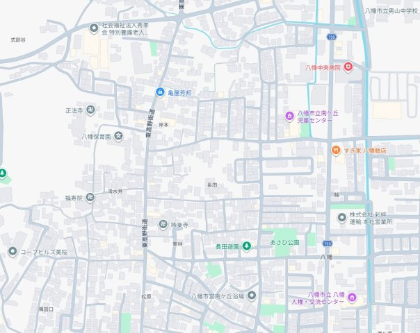 ★八幡市八幡長田　新築一戸建ての地図