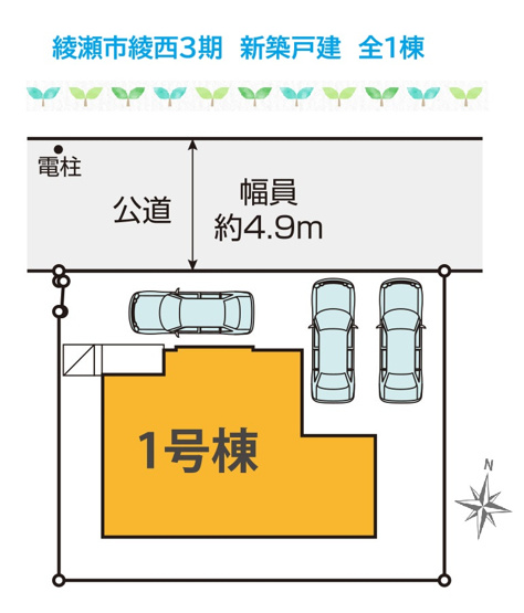 【区画図】 | 学区：綾西小学校まで徒歩2分と「子育て世帯」におすすめです♪
カースペース3台分完備！