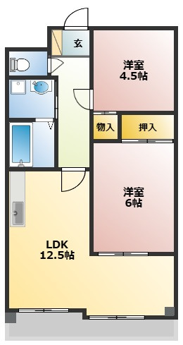 【間取り】 | ヒルズ小山台Ⅲ | ファミリーにおすすめ！２ＬＤＫのお部屋！