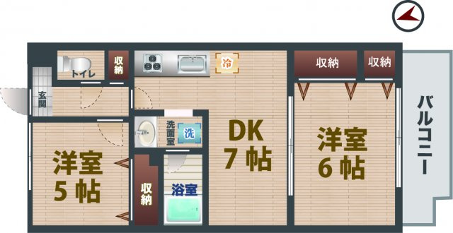 【間取り】 | ロサレス荻窪 | 2ＤＫのお部屋。