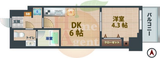 【間取り】 | バウスフラッツ高円寺 | 1DKのお部屋です。