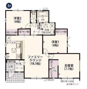 【間取り】 | ワイウッドコート本庄市東五十子 第2期　【平屋】新築住宅 | ≪4号棟≫