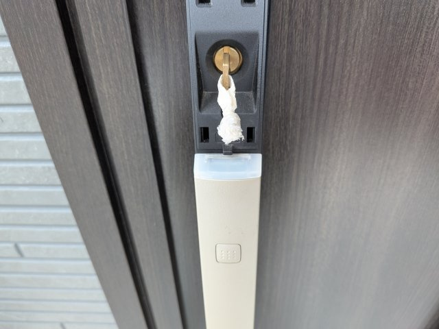 阿見町うずら野2丁目15番　新築戸建て　A号棟の玄関|鍵の施錠・開錠はお手持ちのスマホやカードでラクラク操作。
荷物が多い日や雨の日もスムーズに出入りできるスマートキー採用です。