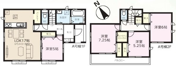 阿見町うずら野2丁目15番　新築戸建て　A号棟の間取り|間取り図です♪
実際の空間の広さや陽当たり、風通しなどは現地でご確認できます♪