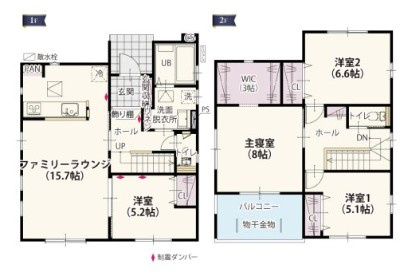 【間取り】 | ワイウッドコート上里町(七本木)第63期　新築住宅 | ≪2号棟≫