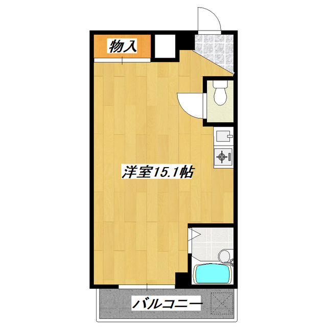ニューシャトレーマンションの間取り|洋室１５．１帖の広々ワンルーム