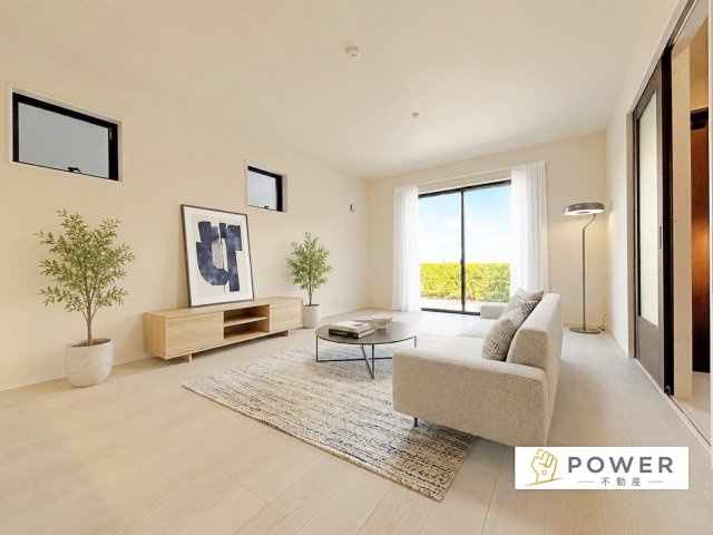 リーブルガーデン　刈谷市井ケ谷町　全5棟の居間・リビング|施工例　明るく開放的なリビングで、家族の時間をゆったりとお過ごしいただけます。日々の暮らしに寄り添う空間です。※家具はAI加工されています。									