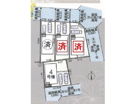 【仲介手数料０円】相模原市南区磯部第58　新築一戸建て　全4棟の区画図|相模原市南区磯部第58　新築一戸建て　全4棟