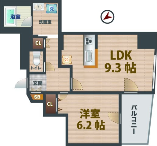 【間取り】 | セルクル落合 | 1LDKのお部屋です。