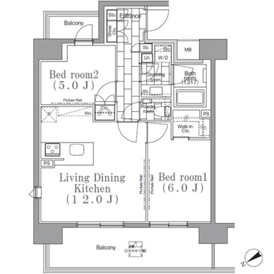 【間取り】 | パークハビオ目黒リバーサイド | Fタイプ