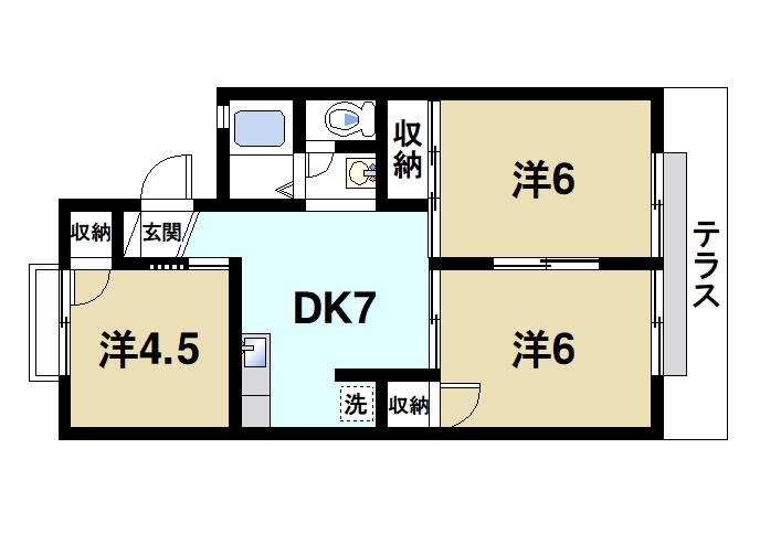 ヴィラ大安寺の間取り|3DKの間取りになります