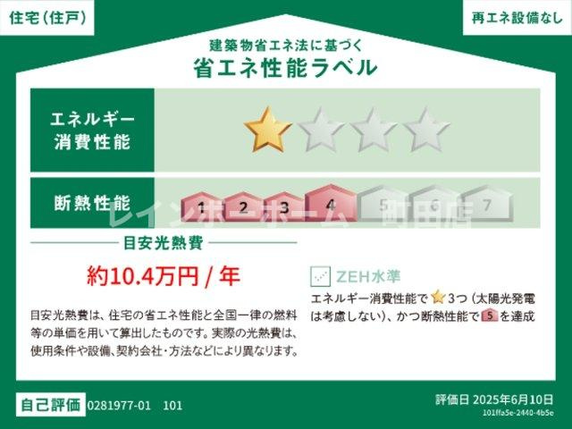 ダウンタウン　ワイ※初期費用分割あと払いサービス利用可能物件の省エネ性能ラベル