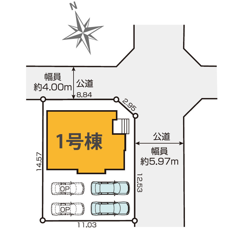 新築戸建　葵区秋山町2期　全1棟　1号棟の区画図