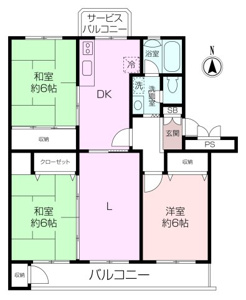 ゆったり広い3LDK。南北両面にバルコニーのある風通しの良い間取り