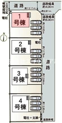 美濃加茂市本郷町　第13　新築戸建　全4棟の区画図