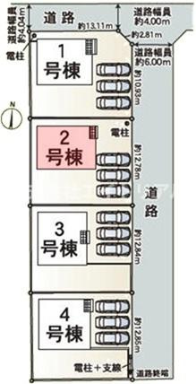 美濃加茂市本郷町　第13　新築戸建　全4棟の区画図