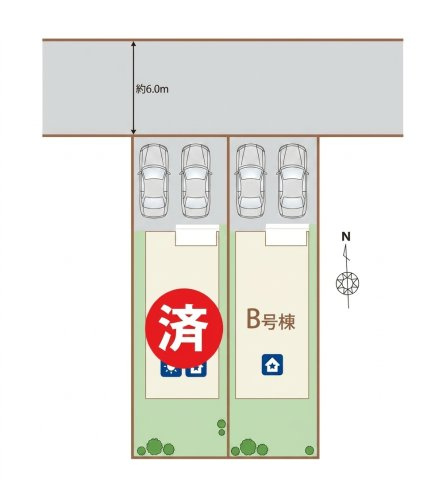 福生市南田園2丁目　新築戸建の区画図