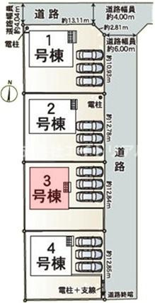 美濃加茂市本郷町　第13　新築戸建　全4棟の区画図