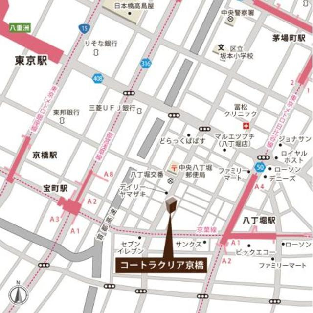 コートラクリア京橋の地図
