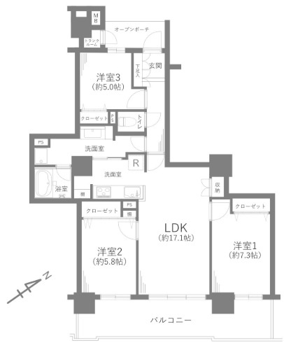 【間取り】 | ファインストーリアスカイツインズベルタワー