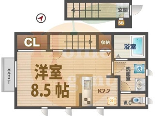 【間取り】 | ヴァンオランジュ | 1Rのお部屋です。